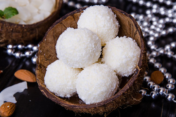coconut candy with almonds