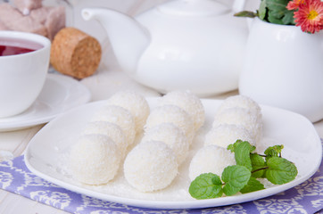 coconut candy with almonds