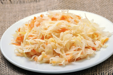 Sauerkraut on white plate