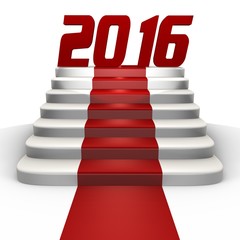 New year 2016 on a red carpet - a 3d image