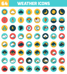 Set of colorful flat icons about the weather. 