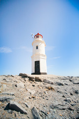 Lighthouse Tokarevskaya koshka with vane anemometer in Vladivost