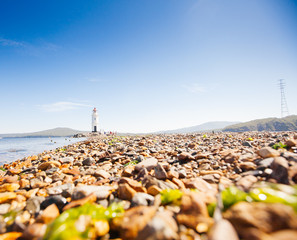 Lighthouse Tokarevskaya koshka with vane anemometer in Vladivost