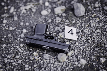 Crime scene investigation -black pistol evidence