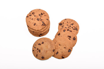 Chocolate Chip Cokies Isolated on white background.