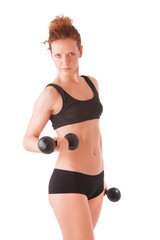 Fototapeta premium Young woman workout with dumbbells