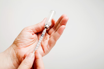 Diabetics gaining insulin injections. Diabetes