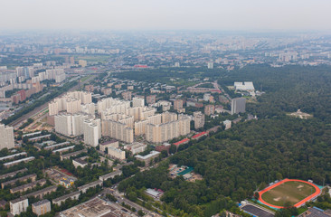 Вид с Останкинской башни на Москву. Россия.
