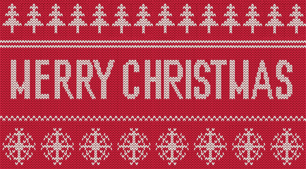 Scandinavian style merry christmas greeting  knitted pattern © abyrvalg