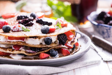 Homemade pancakes with berry fruits