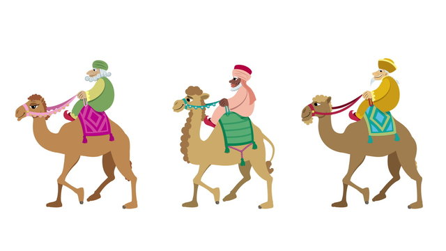 Three Wise Men Cycle / The three wise men and their camels walking cycle animation.