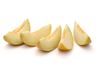 melon slices isolated on white background cutout