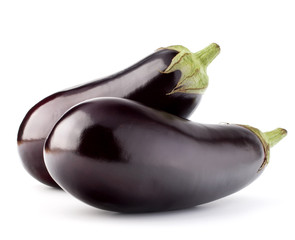 Eggplant or aubergine vegetable isolated on white background cut - obrazy, fototapety, plakaty