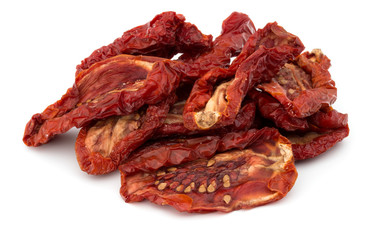 Dried tomatoes isolated on white background cutout