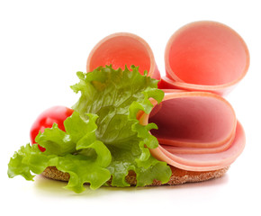 sandwich with pork ham on white background  cutout