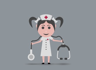 doll girl nurse with stethoscope
