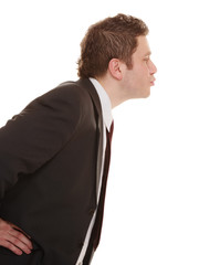 Business happy man sending kiss
