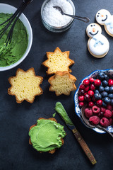 Decorating homemade Christmas cake