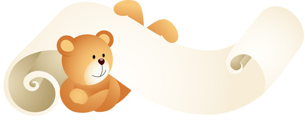 Teddy bear lying down on parchment

