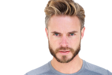 Handsome man with beard staring