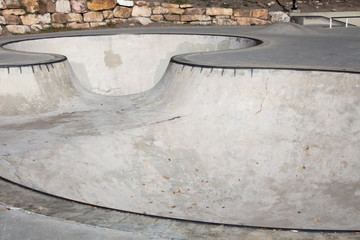 Empty skatepark bowls