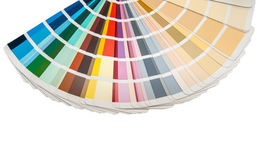 Colour swatches book on white background