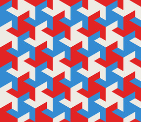 Vector Seamless Geometric Triangle Tessellation Blue Red White Shapes Tiling Pattern