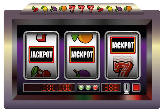Gaming machine jackpot. Illustration over white background.