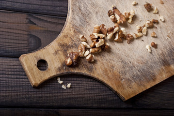 walnuts on wooden background