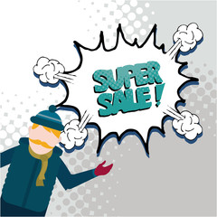 big winter sale illustration  over color background