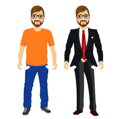 man showing empty pockets