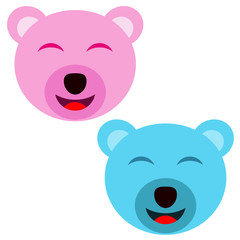 Icono plano cabezas de cria de oso sonrientes en varios colores