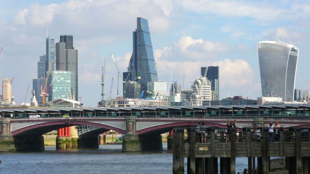 LONDON, UK - SEPTEMBER 20, 2015: City of London business and banking aria view from River Thames