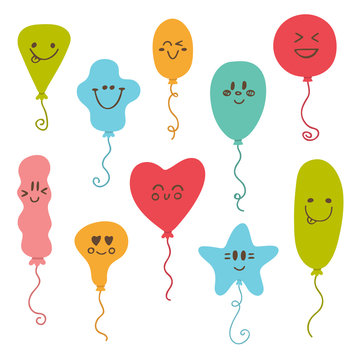 Happy cute colored balloons. Birthday balloons