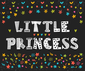 Little Princess. Cute greeting card for little girl. Funny postc