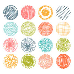 Set of hand drawn scribble circles. Vector design elements.