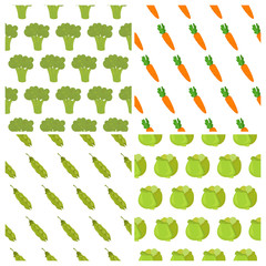 Set of vegetables seamless patterns. Healthy food backgrounds. T