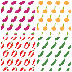 Set of vegetables seamless patterns. Healthy food backgrounds. T