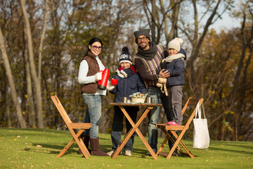 Young family on a picnic