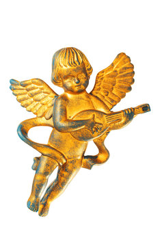 Golden heruvim figure for christmas decoration isolated
