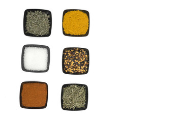 Different bowls of spices