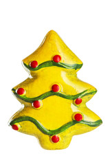 Figure of a decorated Christmas tree on white background
