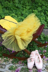 Yellow Tutu and ballet slippers