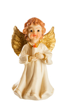 Little figure of a Christmas angel isolated on white background