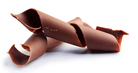 Chocolate curls isolated on white