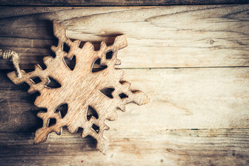 Christmas decoration on rustic wooden background