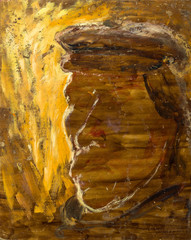 Beautiful Original Oil Painting with the ghost of Captain in shades of yellow and orange shades
