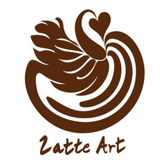 Swan Latte Art Coffee Logo Icon