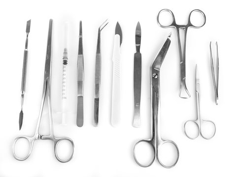 Surgery instruments isolated on white