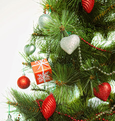 Studio Shot Of Decorated Christmas Tree 